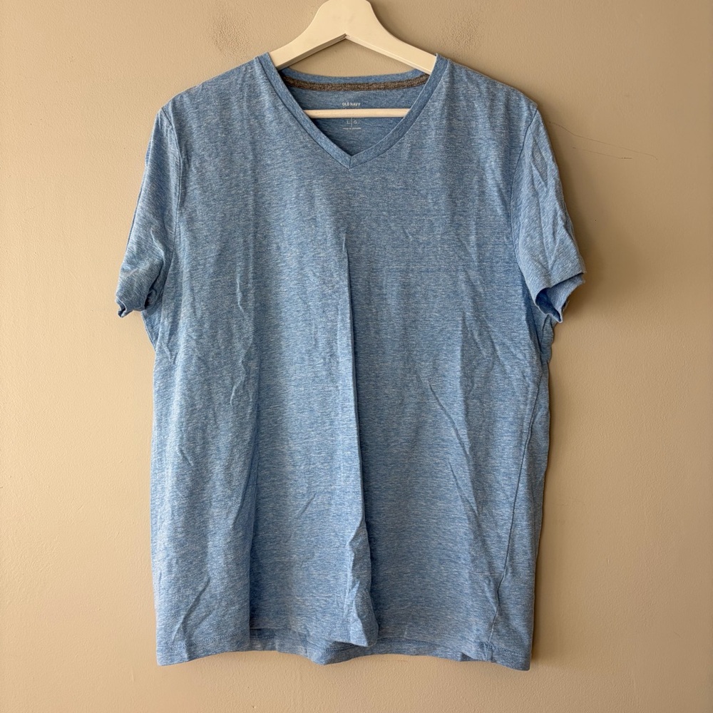 Old Navy V-Neck Softwashed Blue Marled Short Sleeve T-Shirt Men's Large